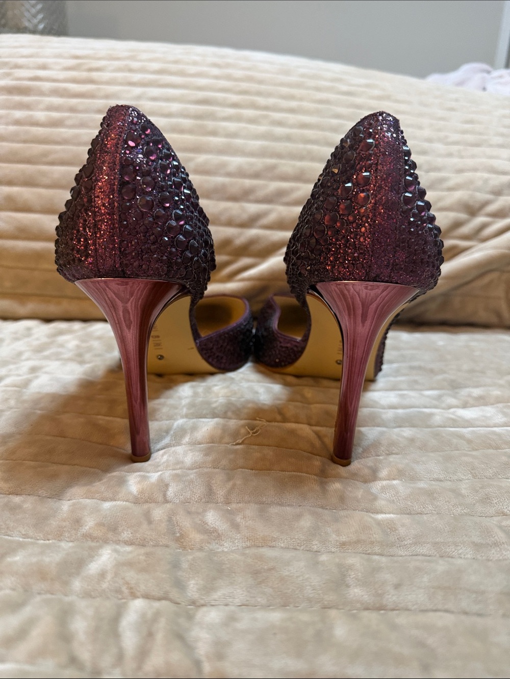 Gianni Bini Plum Crystal-Studded Pointed Pumps - Picture 4 of 7
